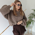 Sweter damski Taupe z dzwonkowymi rękawami UNI
