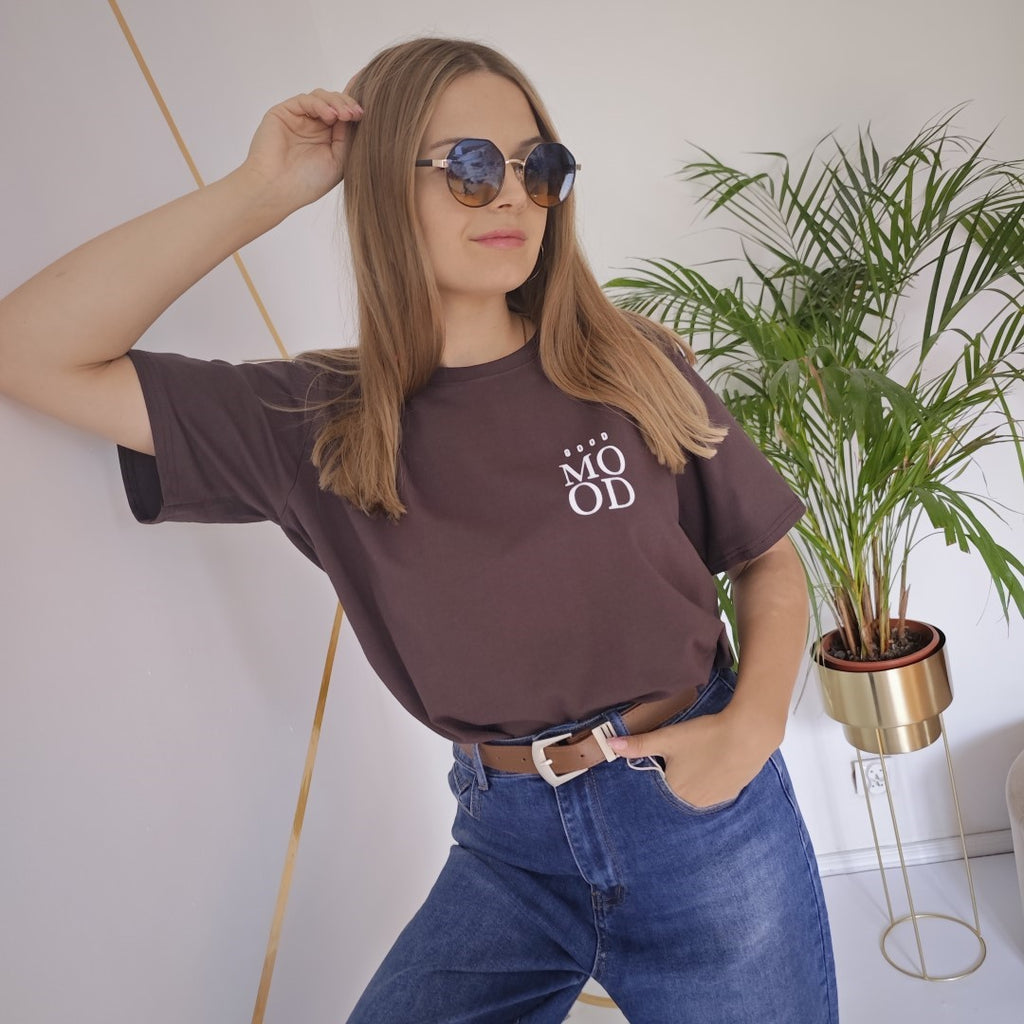 T-shirt GOOD MOOD Chocolate czekoladowy z nadrukiem polska marka UNI