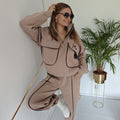 Ocieplany komplet dresowy Taupe bluza z suwakiem + spodnie UNI