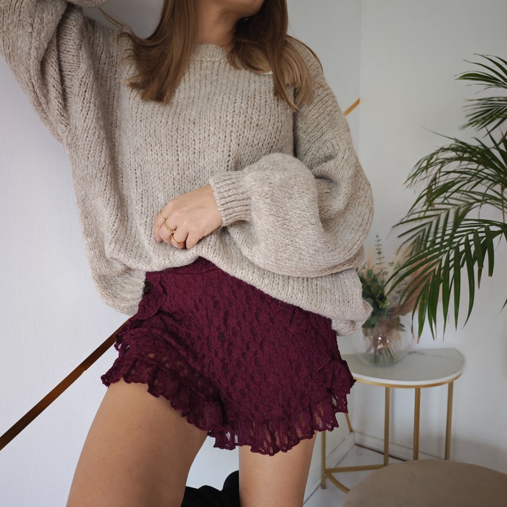 Sweter damski Taupe z dzwonkowymi rękawami UNI